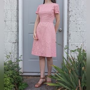 1950s vintage retro style short sleeve midi dress